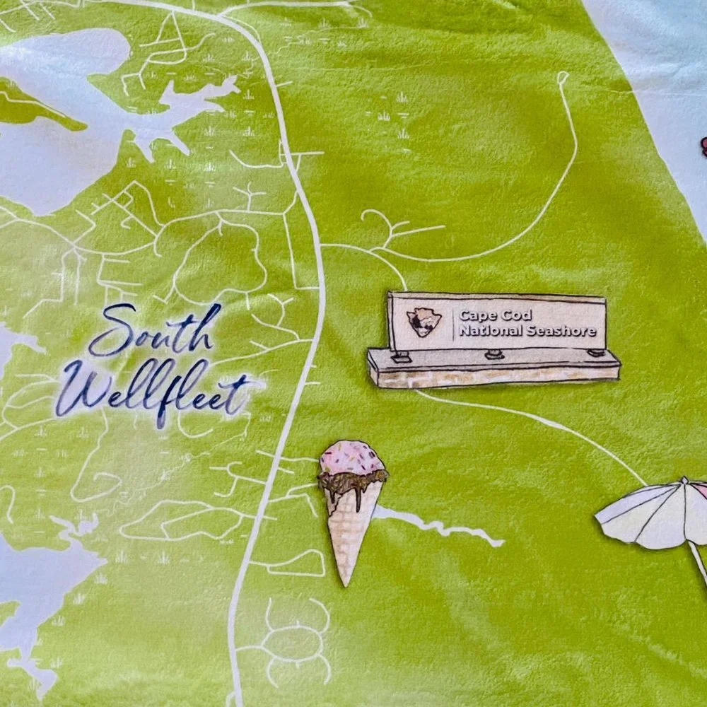 NEW without TAGS PLUSH illustrated Map of Wellfleet fleece blankets